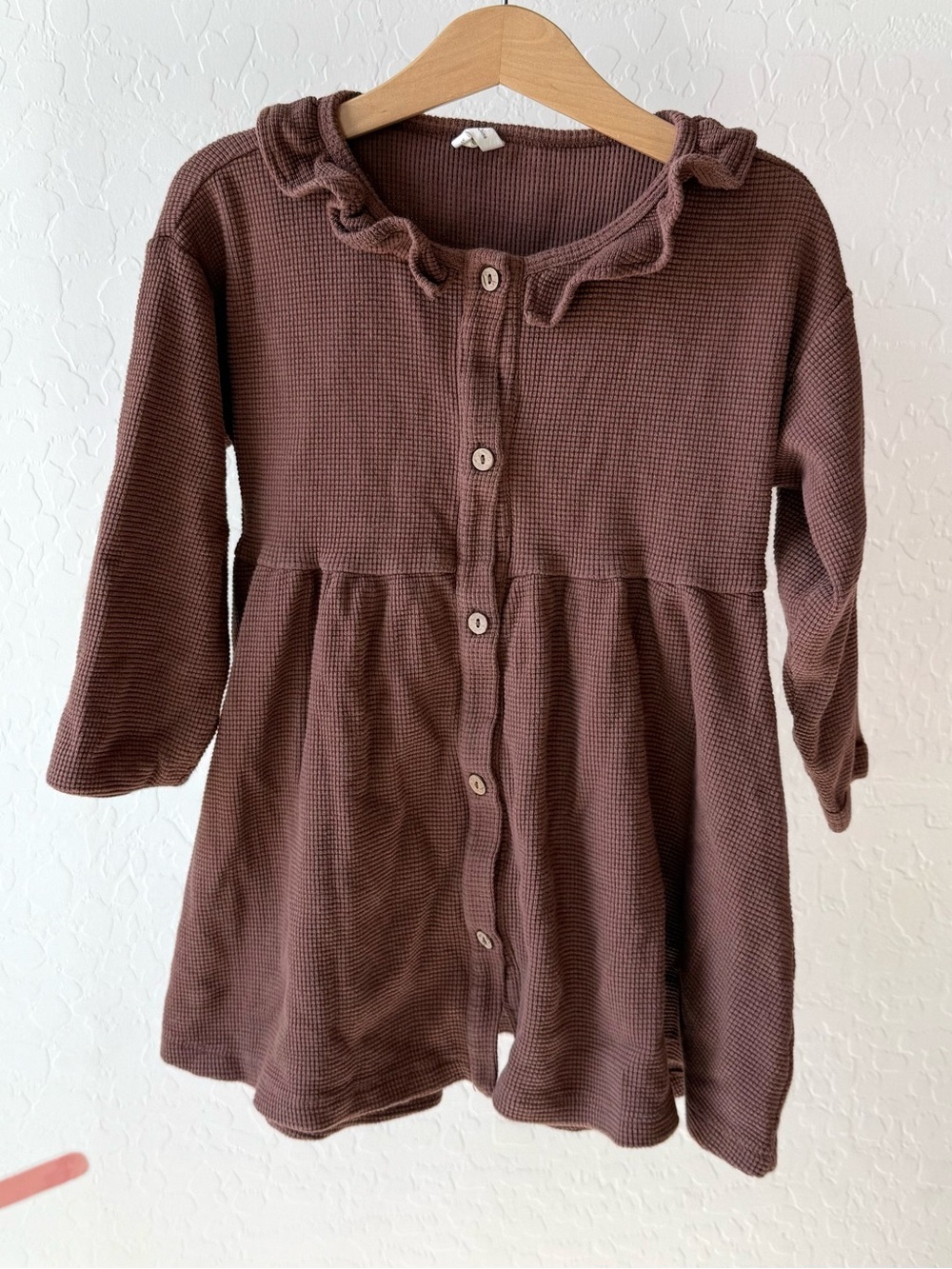Quincy Mae Organic Cotton Brown Ribbed Dress